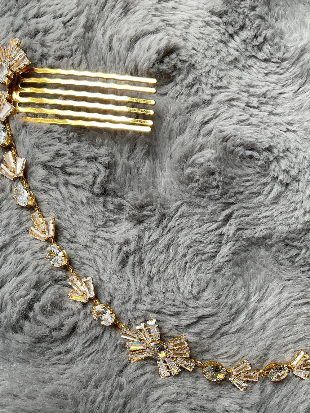 Gold Crystal Bridal Hair Vine with Dual Combs